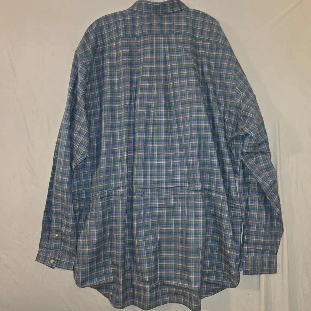 Ralph Lauren Button Down Shirt 3XLT Mens Green Blue Plaid Classic Fit NWT